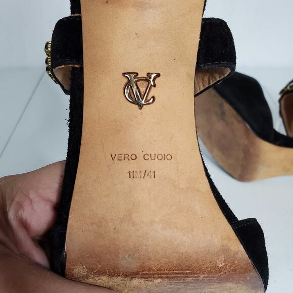 Vince Camuto Signature Suede Embellished Collar Stiletto Heels 11 - Picture 6 of 12